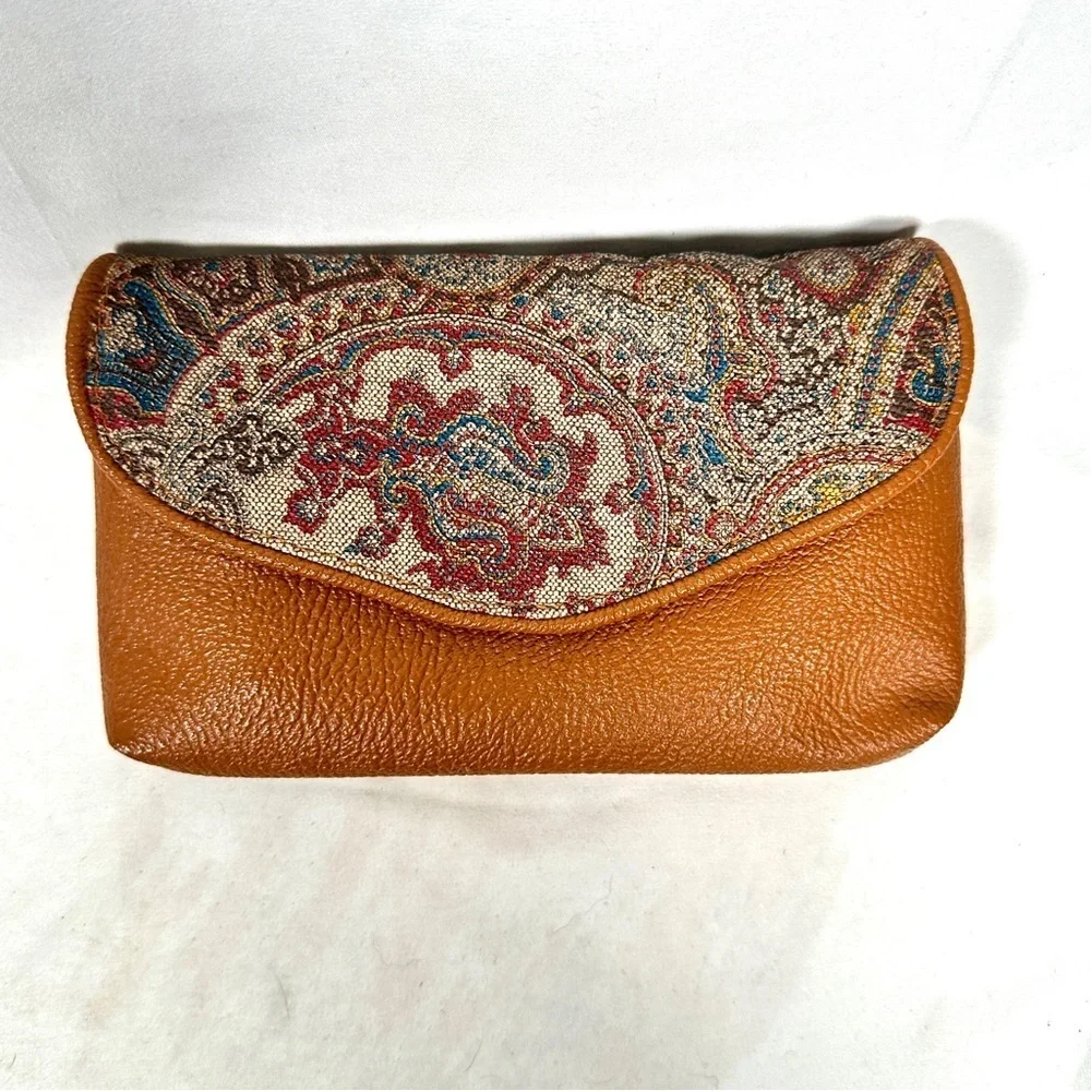 Sun King vintage faux leather paisley 4-piece wallet set boho retro chic tan